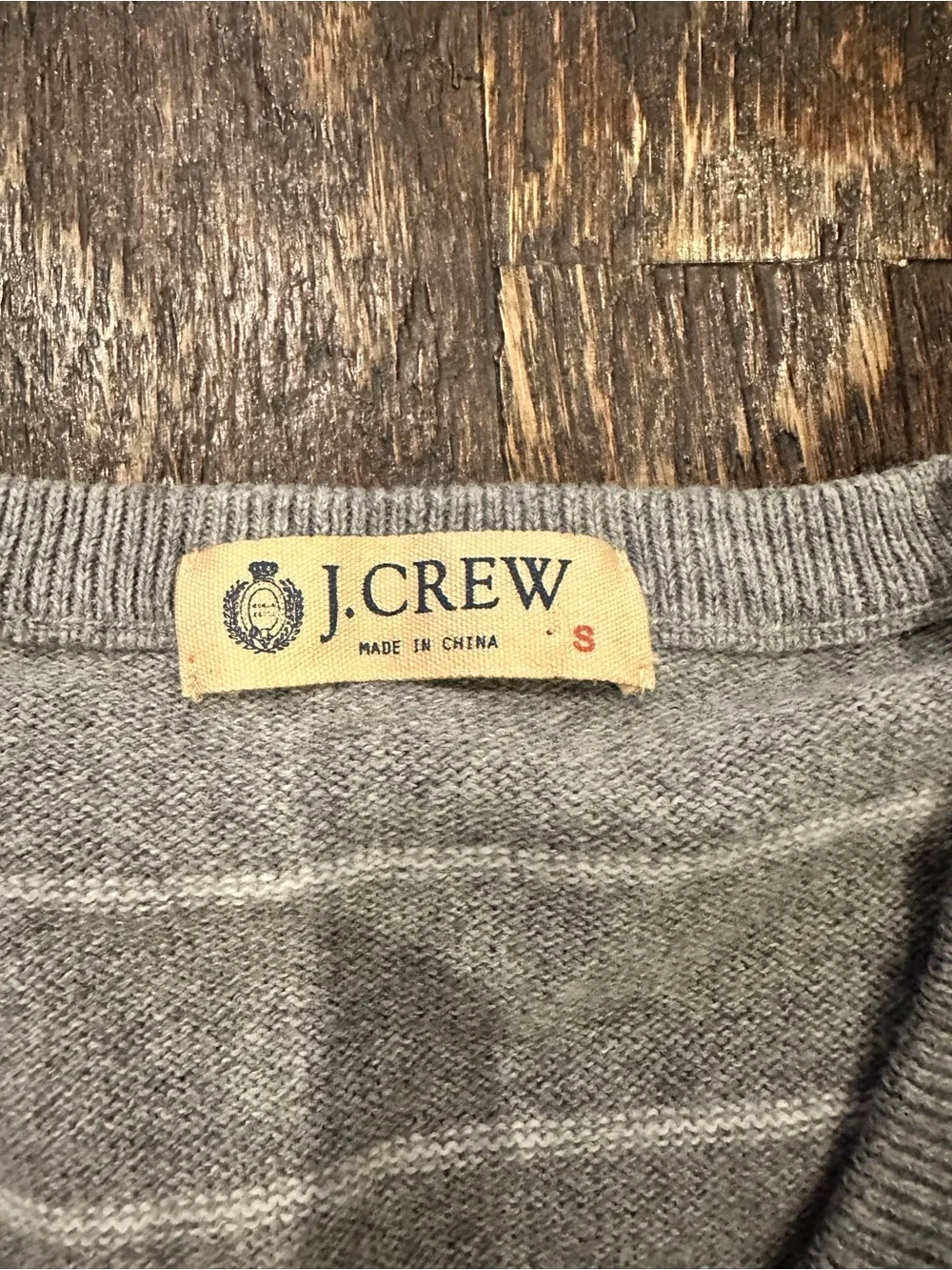 J. Crew Men's GrayV-Neck Stripe Sweater cotton/cashmere - soft